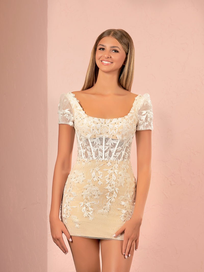 Short Bodycon Purple Lace Homecoming Dress
