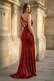 Glitter Black Sequins Long Prom Dress with Slit
