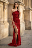 Glitter Black Sequins Long Prom Dress with Slit