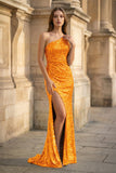 Glitter Black Sequins Long Prom Dress with Slit