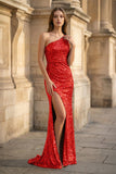 Glitter Black Sequins Long Prom Dress with Slit