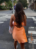 Orange Straps A-line Short Cocktail Dress
