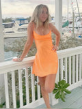 Orange Straps A-line Short Cocktail Dress