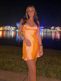 Orange Straps A-line Short Cocktail Dress