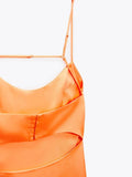 Orange Straps A-line Short Cocktail Dress