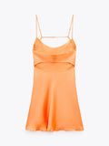 Orange Straps A-line Short Cocktail Dress