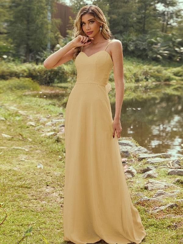 A-Line/Princess Chiffon Sash/Ribbon/Belt Sweetheart Sleeveless Floor-Length Bridesmaid Dresses Evening Dress