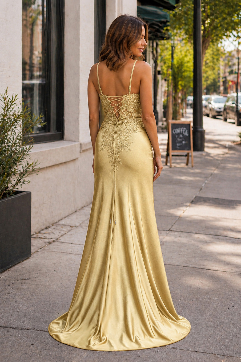 Sheath Black Long Appliques Prom Dress