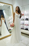 Greek Empire Strapped V-Neck Empire Chiffon Weddig Dress