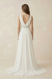 Greek Empire Strapped V-Neck Empire Chiffon Weddig Dress