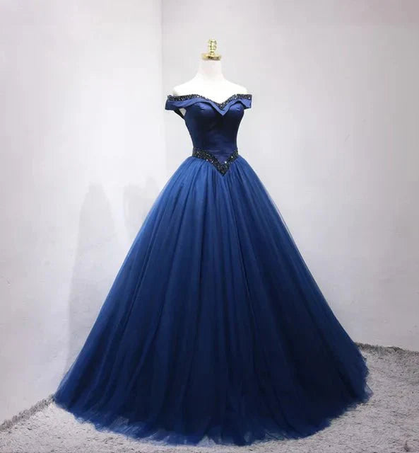 Green Beading Off the Shoulder Sweep-Train Quinceanera Dresses