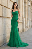 Mermaid Spaghetti Straps Lace Prom Dress