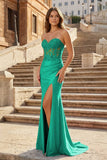 Sheath Strapless Sweetheart Long Prom Dress with Slit