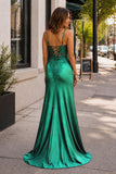 Sheath Black Long Appliques Prom Dress