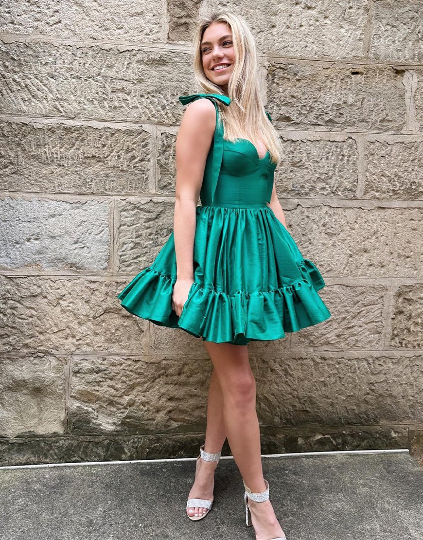 A-line Spaghetti Straps Homecoming Dress with Ruffle