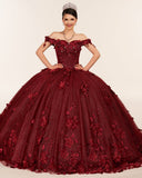 Ball Gown Organza Off The Shoulder Burgundy Quinceanera Dress