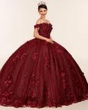 Ball Gown Organza Off The Shoulder Burgundy Quinceanera Dress