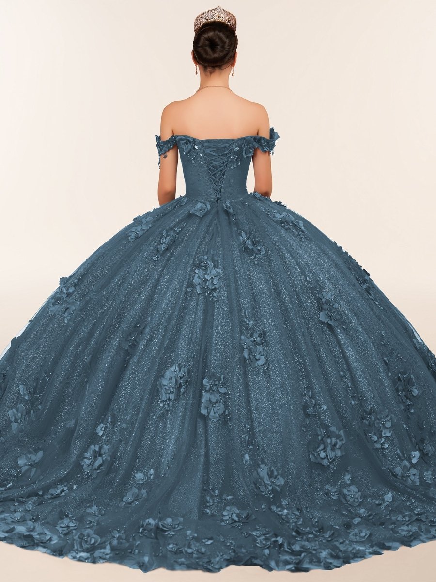 Ball Gown Organza Off The Shoulder Burgundy Quinceanera Dress