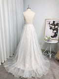 A-Linie/Princess-Linie Spaghettiträger Chiffon Applikationen Ärmellos Sweep/Pinsel zug Brautkleider