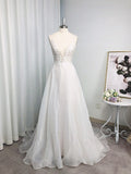 A-Linie/Princess-Linie Spaghettiträger Chiffon Applikationen Ärmellos Sweep/Pinsel zug Brautkleider