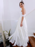A-Linie/Princess-Linie Ärmellos Schulterfrei Rüschen Chiffon Bodenlang Brautkleider Brautkleider