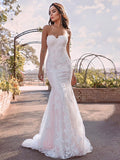 Trumpet/Mermaid Sweetheart Sleeveless Lace Applique Sweep/Brush Train Wedding Dresses Bridal Gowns