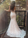 Trumpet/Mermaid Sweetheart Sleeveless Lace Applique Sweep/Brush Train Wedding Dresses Bridal Gowns