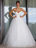 Ballkleid Tüll Schatz Bowknot Ärmellos Bodenlang Brautkleider Brautkleider