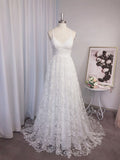 A-Linie/Princess-Linie Spitze Applikationen V-Ausschnitt Ärmellos Sweep/Pinsel zug Brautkleider