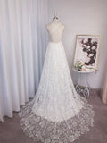 A-Linie/Princess-Linie Spitze Applikationen V-Ausschnitt Ärmellos Sweep/Pinsel zug Brautkleider