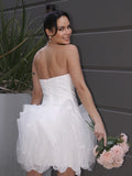 A-Linie/Princess-Linie Organza Rüschen Herzausschnitt Ärmellos Kurz/Mini Brautkleider