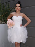 A-Linie/Princess-Linie Organza Rüschen Herzausschnitt Ärmellos Kurz/Mini Brautkleider