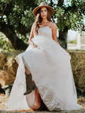 Vestidos de novia de corte A/princesa, tul, volantes, tirantes finos, sin mangas, cola larga