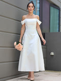A-Linie/Princess-Linie Satin Rüschen Spaghettiträger Ärmellos Knöchellang Brautkleider Brautkleider