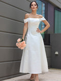 A-Linie/Princess-Linie Satin Rüschen Spaghettiträger Ärmellos Knöchellang Brautkleider Brautkleider