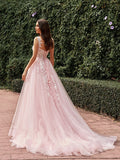 A-Linie/Princess-Linie Tüll Applikationen Träger Ärmellos Sweep/Pinsel zug Brautkleider