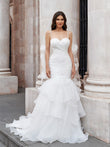 Trumpet/Mermaid Layers Spaghetti Straps Organza Sleeveless Sweep/Brush Train Wedding Dresses Bridal Gowns
