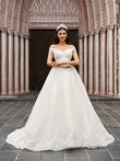 Ballkleid Tüll Geraffte Off-the-Shoulder Ärmellose Hofschleppe Brautkleider Brautkleider