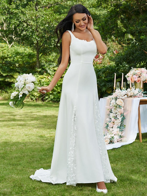 A-Linie/Princess-Linie Spitze Rüschen Träger Ärmellos Sweep/Pinsel zug Brautkleider