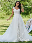 A-Linie/Princess-Linie Spitze Applikationen Herzausschnitt Ärmellos Sweep/Pinsel zug Brautkleider