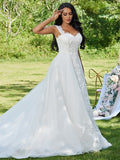 A-Linie/Princess-Linie Spitze Applikationen Herzausschnitt Ärmellos Sweep/Pinsel zug Brautkleider