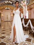 A-Line/Princess Chiffon Applique Straps Sleeveless Sweep/Brush Train Wedding Dresses Bridal Gowns