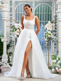A-Linie/Princess-Linie Organza Spitze Träger Ärmellos Sweep/Pinsel zug Brautkleider