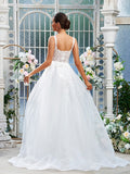 A-Linie/Princess-Linie Organza Spitze Träger Ärmellos Sweep/Pinsel zug Brautkleider