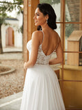 A-Linie/Princess-Linie Chiffon Spitze V-Ausschnitt Ärmellos Hof-schleppe Brautkleider