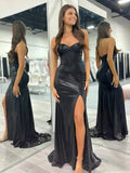 Mermaid Sweetheart Strapless Metallic Empire Prom Dress With Side Slit