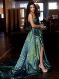 Fuchsia Strapless A-Line Long Prom Dress With Bow