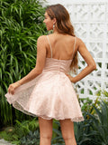 A-Linie/Princess-Linie Geraffte Spaghettiträger Ärmellos Kurz/Mini Kleider Ballkleid