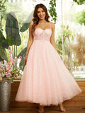 A-Line/Princess Ruffles Spaghetti Straps Sleeveless Ankle-Length Dresses Prom Dress Gowns