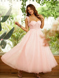 A-Line/Princess Ruffles Spaghetti Straps Sleeveless Ankle-Length Dresses Prom Dress Gowns